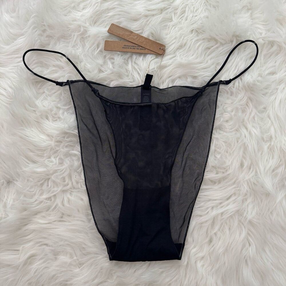 Skims Ultra Fine Mesh String Bikini Obsidian Size XL